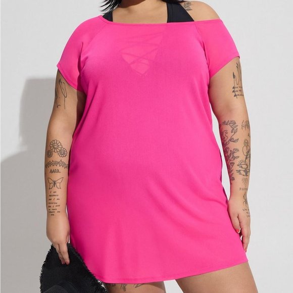 ❤️NWT VINTAGE TORRID SWIM COVER MESH OFF SHOULDER SHEER DRESS BEACH COVER-UP - Picture 7 of 10